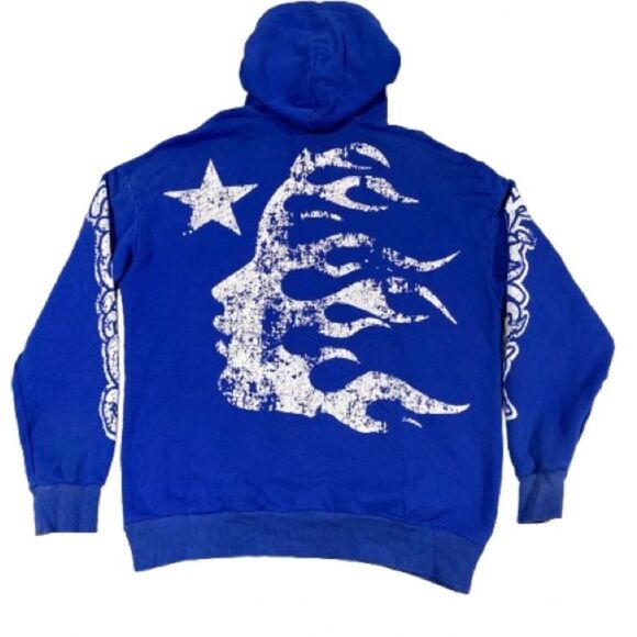 Hellstar OM Symbol Blue Nirvana  XL Edgy Streetwear Hoodie. - Picture 2 of 5